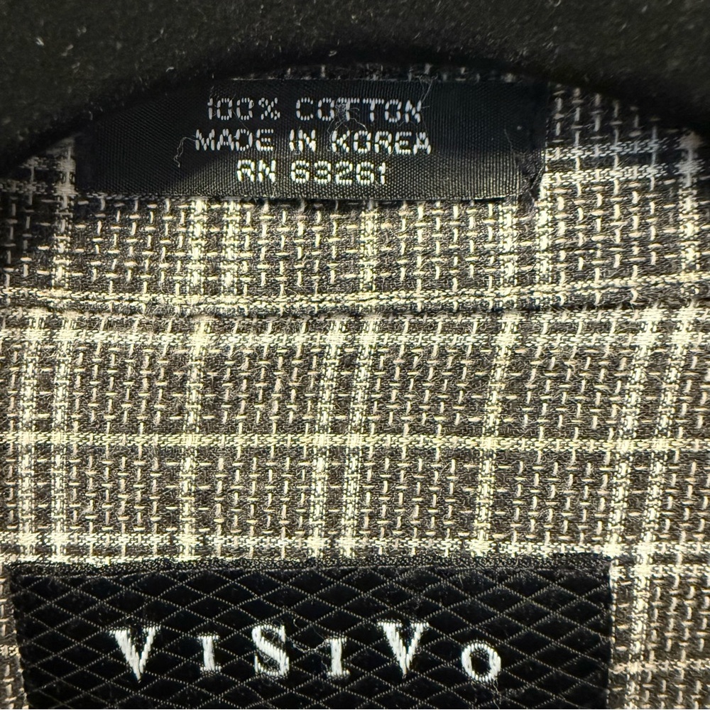 ViSiVo Textured Brown Plaid Button-Up Shirt Men’s L 16-16½‎ Classic Grandpacore - Picture 4 of 14